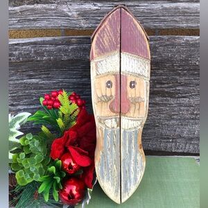 Recycled wood Christmas Santa Nutcracker prim Xmas decor hand carved Handmade ❤️